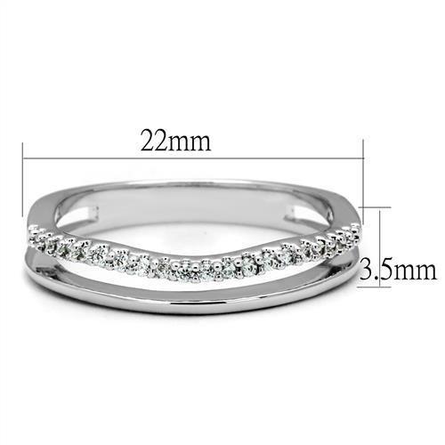 3W1229 - Rhodium Brass Ring with AAA Grade CZ  in Clear