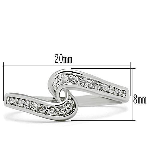 3W119 - Rhodium Brass Ring with AAA Grade CZ  in Clear
