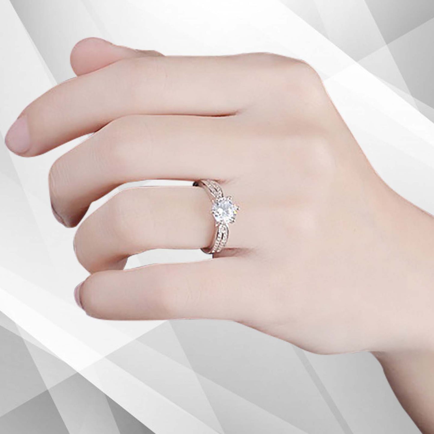 2.88Ct Round-Cut CZ Diamond Solitaire Bridal Engagement Ring 18K White