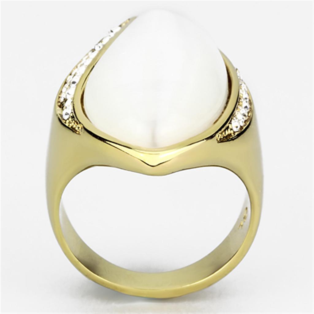 VL082 - IP Gold(Ion Plating) Brass Ring with Synthetic Cat Eye in
